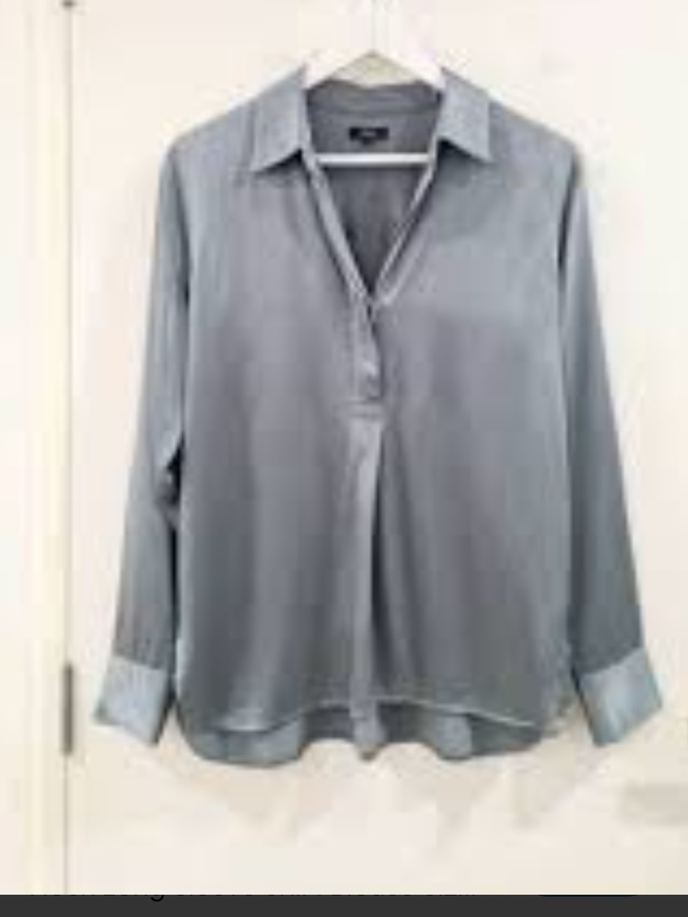Rails NWT Women's Nissa Satin Pewter Collared Long-Sleeve Blouse Size S